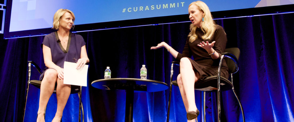 Curalate Chief Revenue Officer Laurie Weisberg (left) interviews Alexandra Wilkis Wilson at the Curalate Summit. (Photo by Melissa Ivone.)